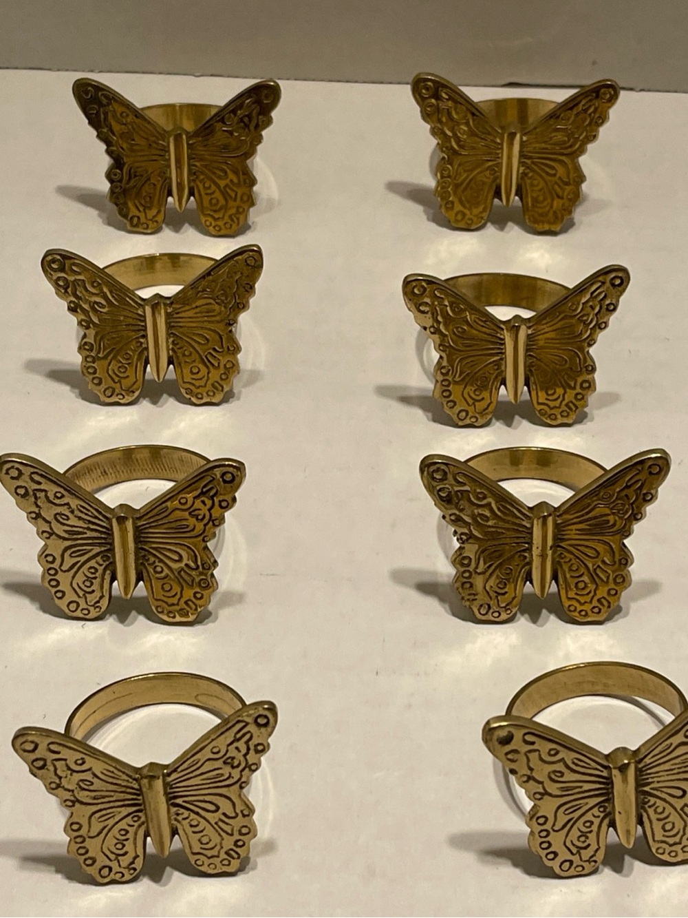 Large Vintage Solid Brass Butterfly Napkin Ring Holders 8